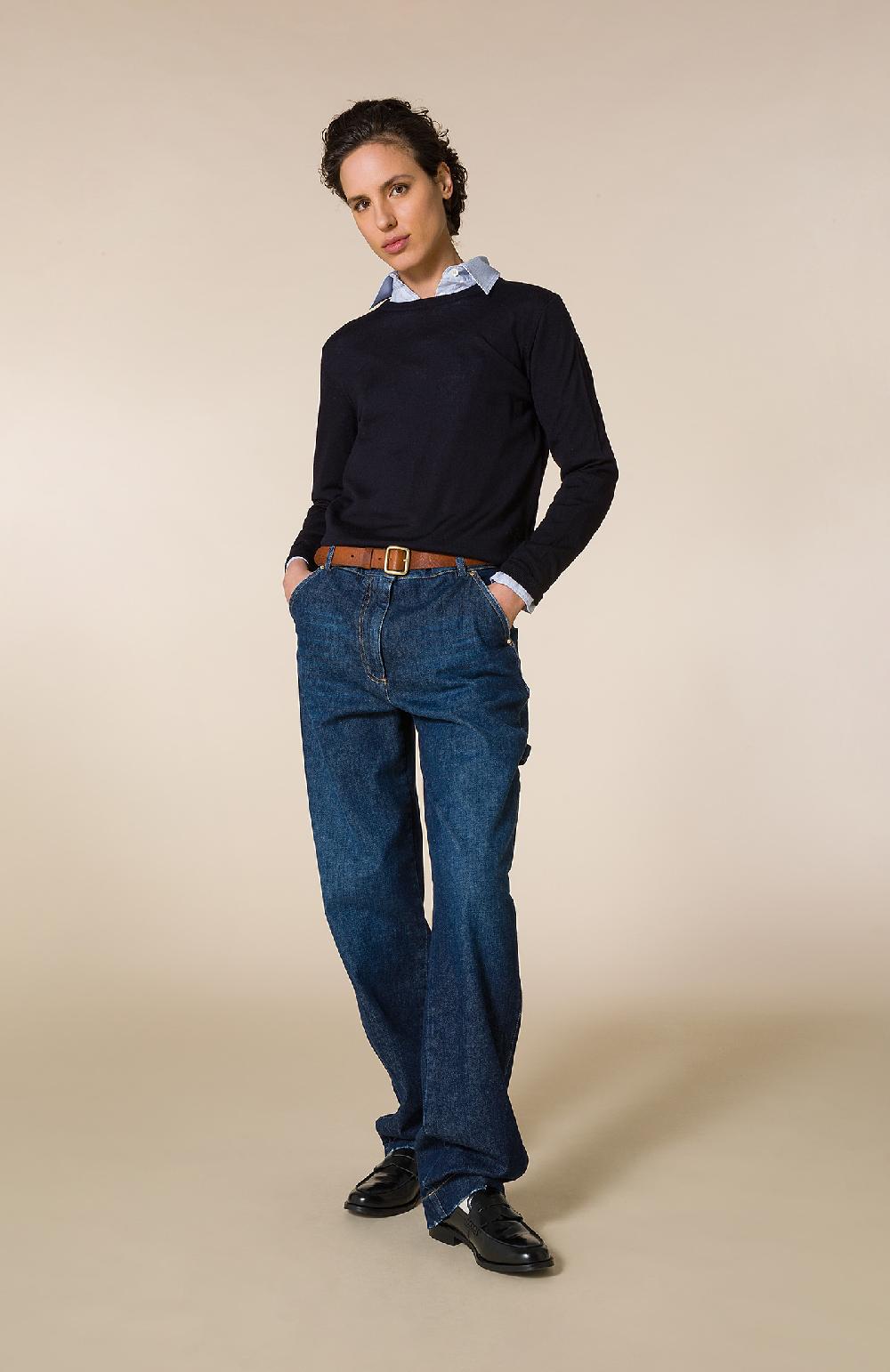 Seventy Maglioncino Girocollo In Lana Merinos F.19 - Col. Blu