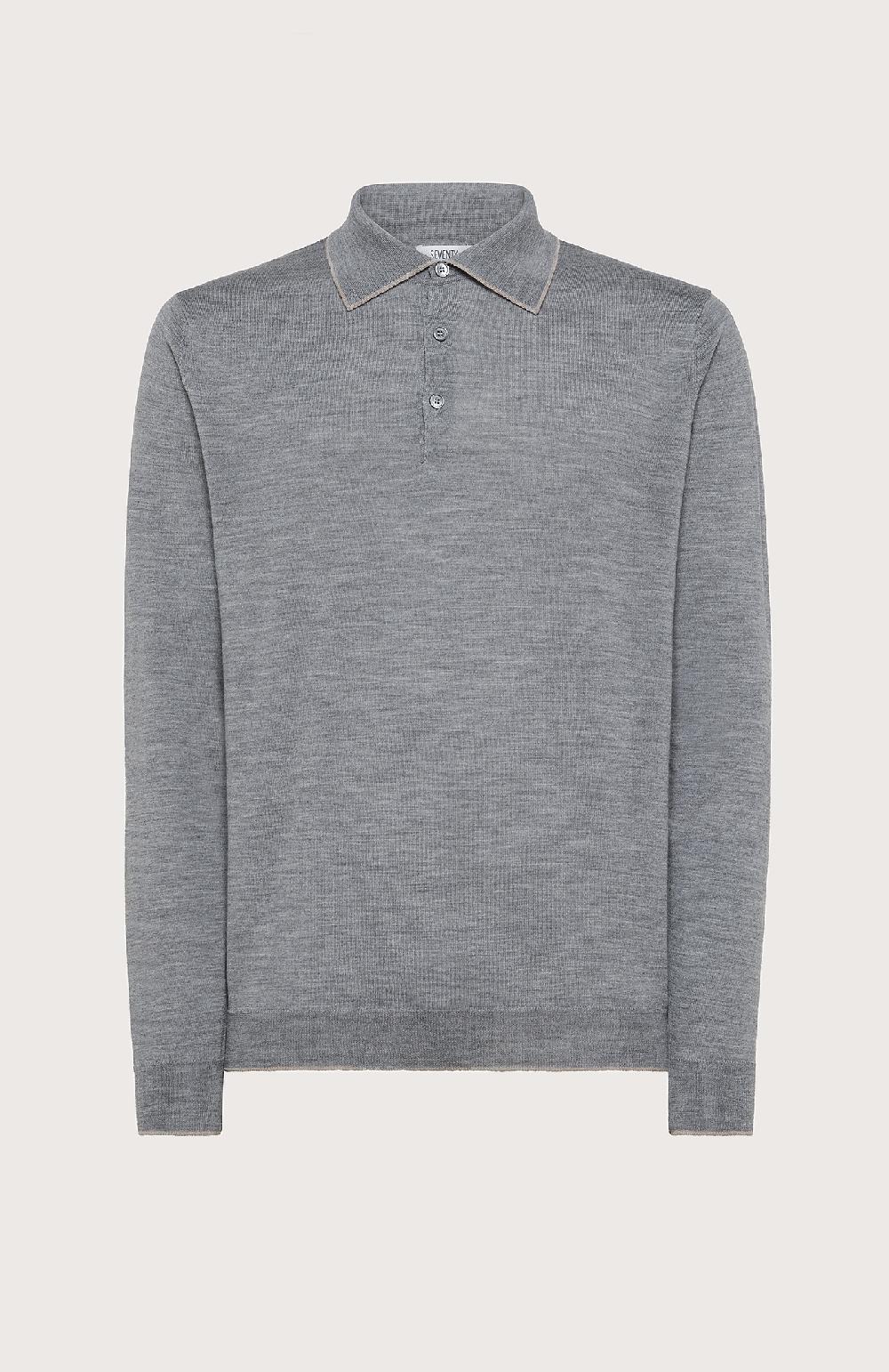 Seventy Maglioncino stile polo con maniche lunghe - Col. Grigio