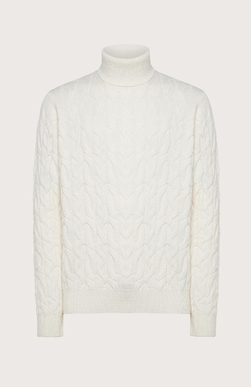 Seventy Maglione collo alto a treccia alternata - Col. Neutro