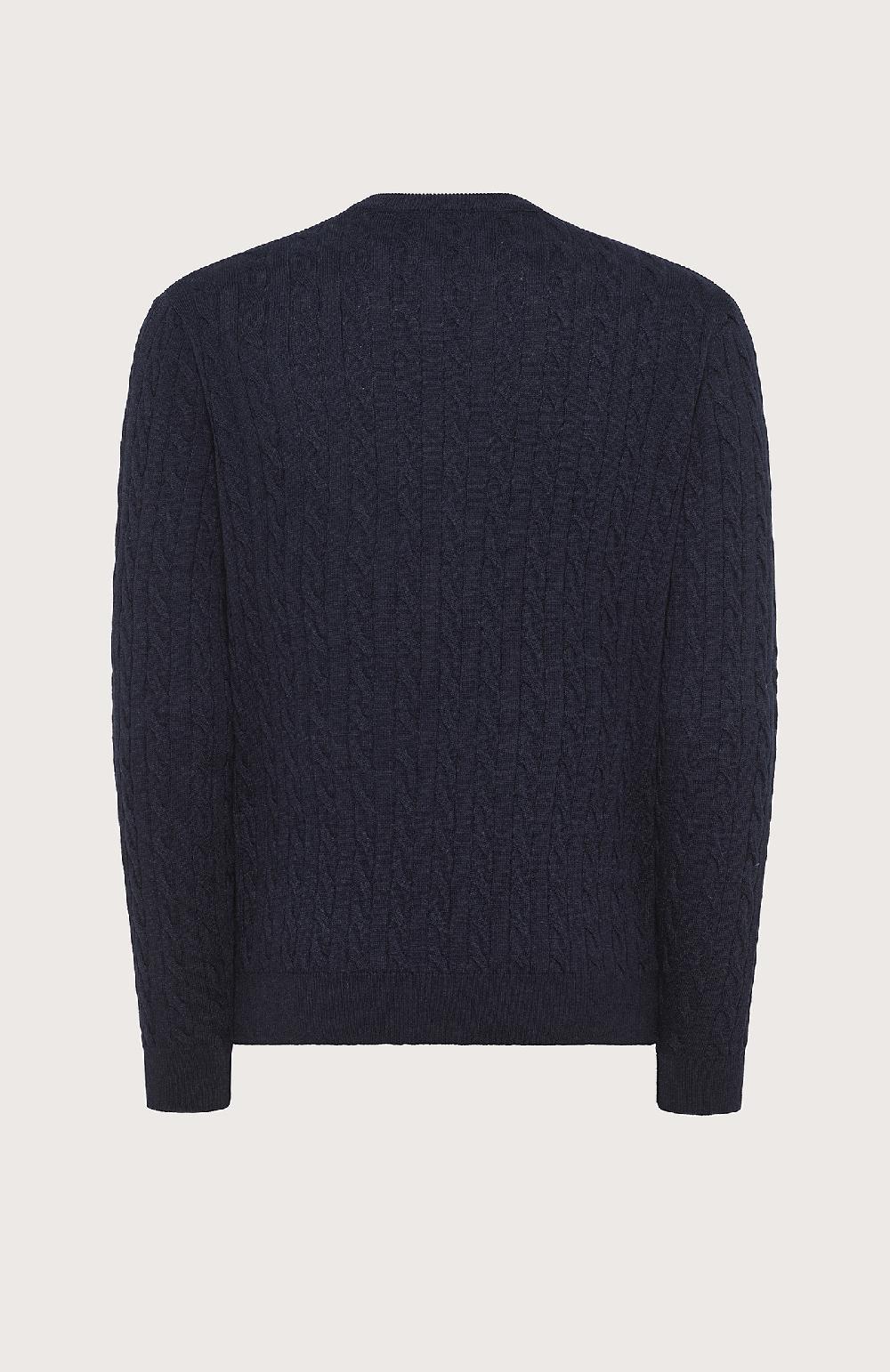 Seventy Maglione Girocollo A Trecce E Coste - Col. Blu