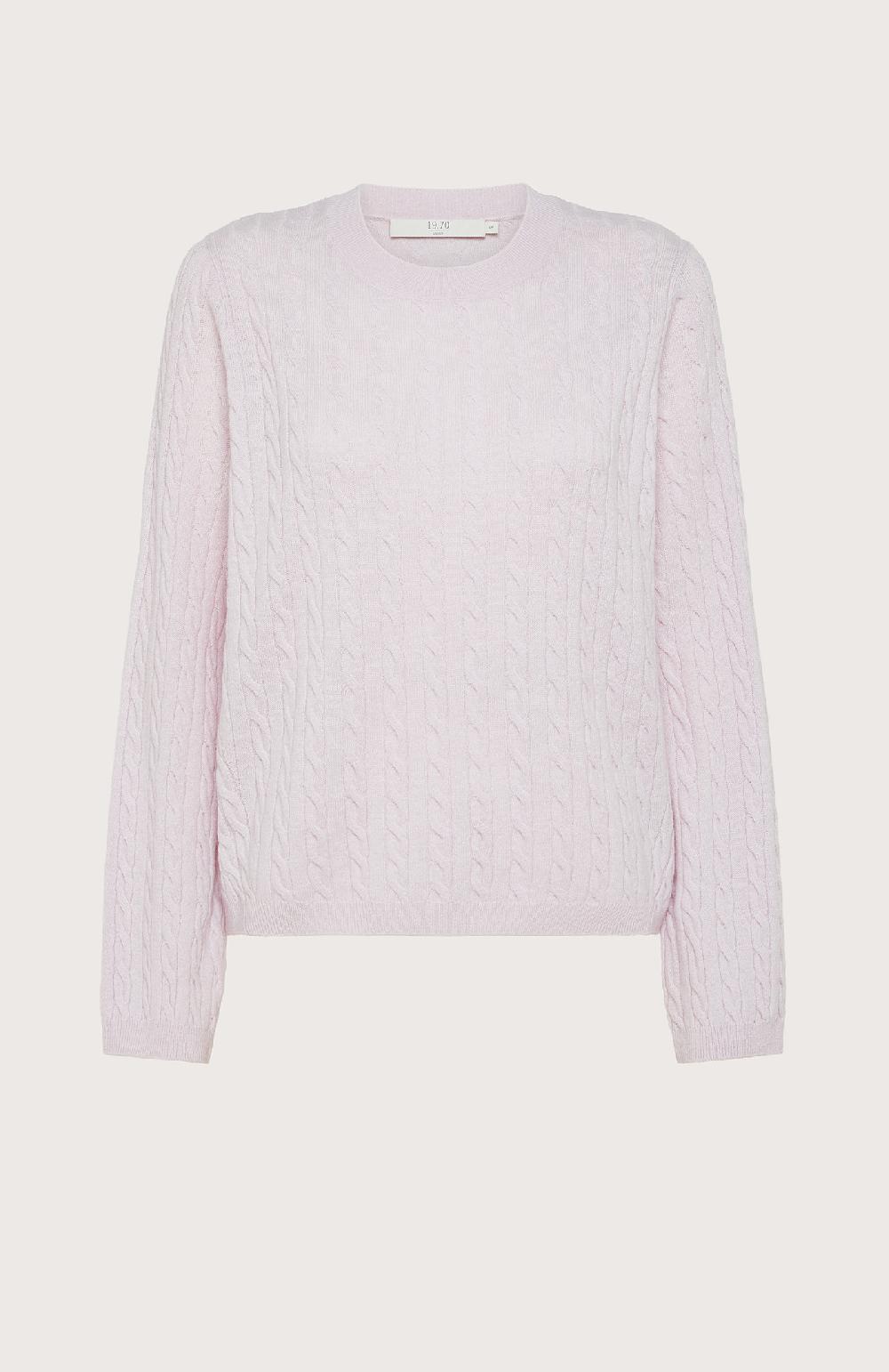 Seventy Maglione girocollo a trecce in 100% lana - Col. Rosa