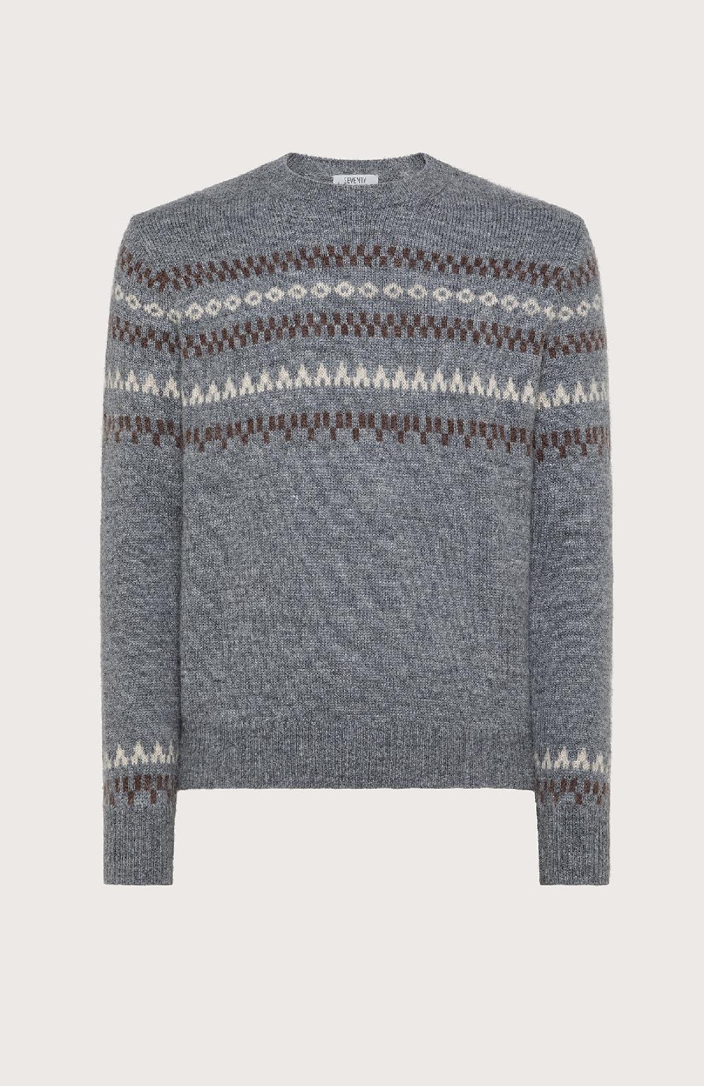 Seventy Maglione girocollo in jacquard misto lana - Col. Grigio