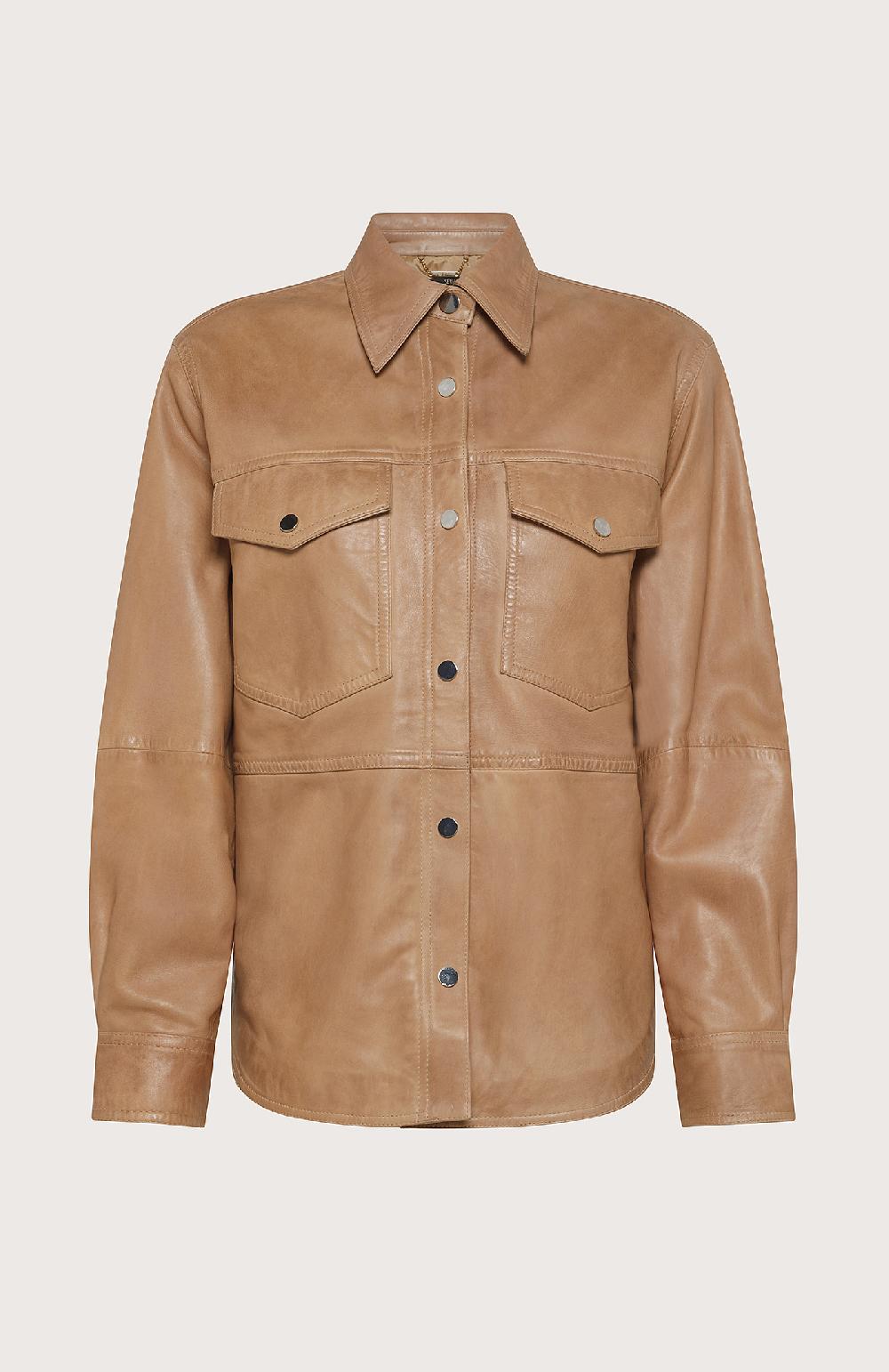 Seventy Overshirt in pelle effetto vintage - Col. Neutro