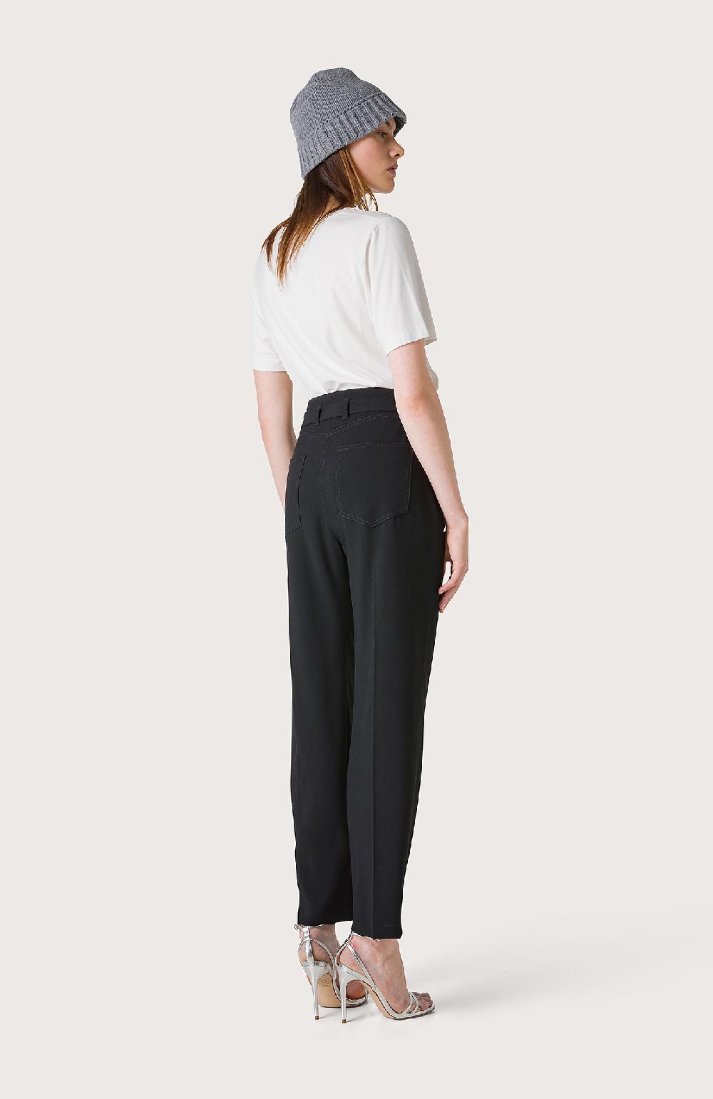 Seventy Pantalone A Vita Alta Con Cinturino - Col. Nero