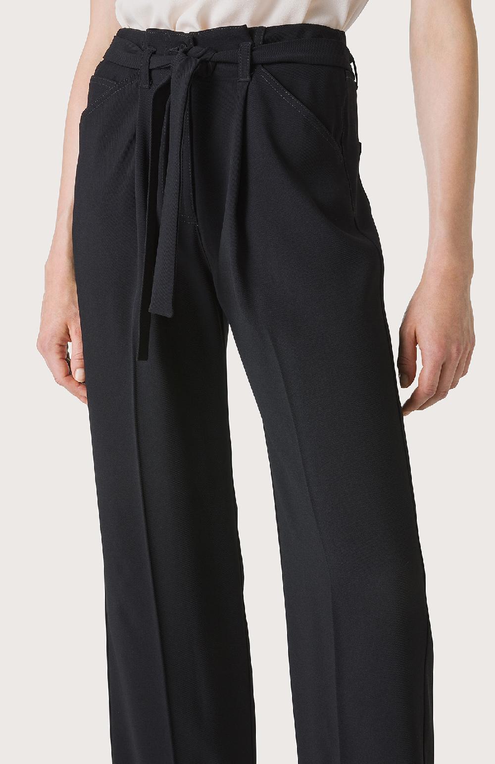 Seventy Pantalone A Vita Alta Con Cinturino - Col. Nero