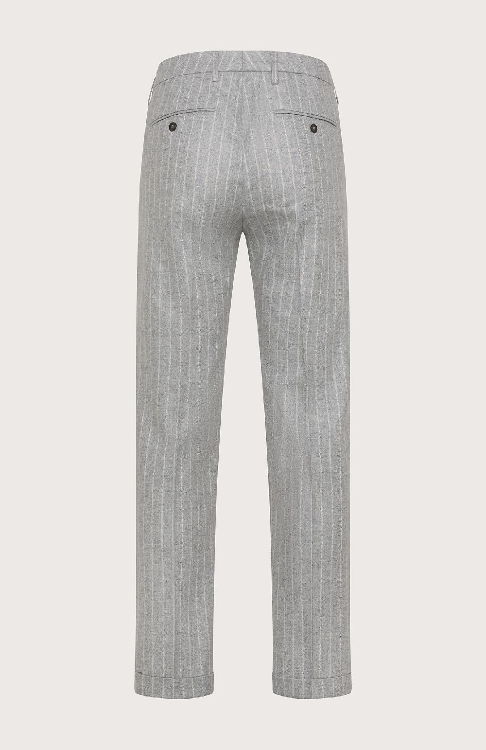 Seventy Pantalone Chino In Gessato Cardato Misto Lana - Col. Grigio