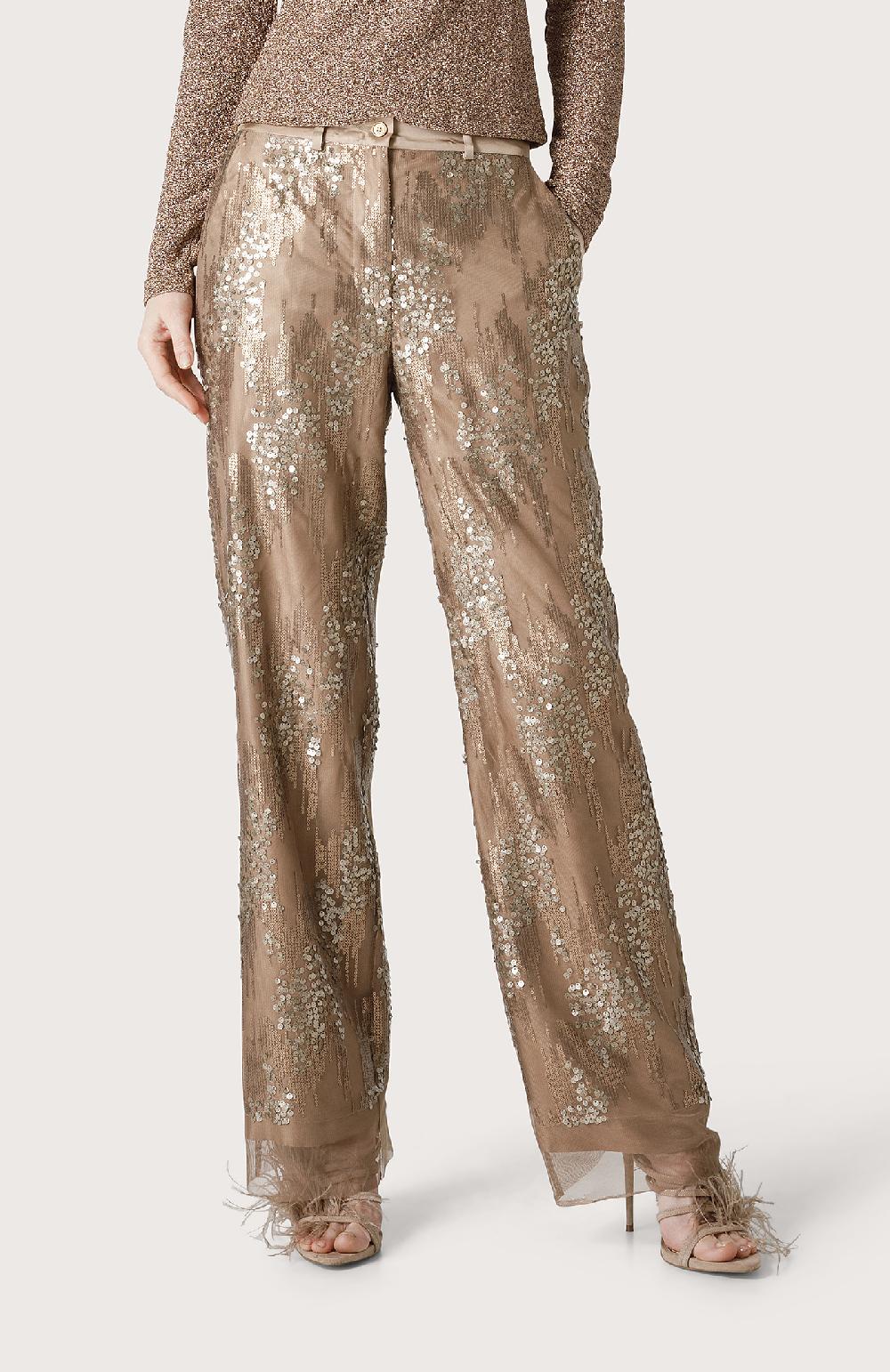 Seventy Pantalone Con Ricamo Di Paillettes - Col. Neutro