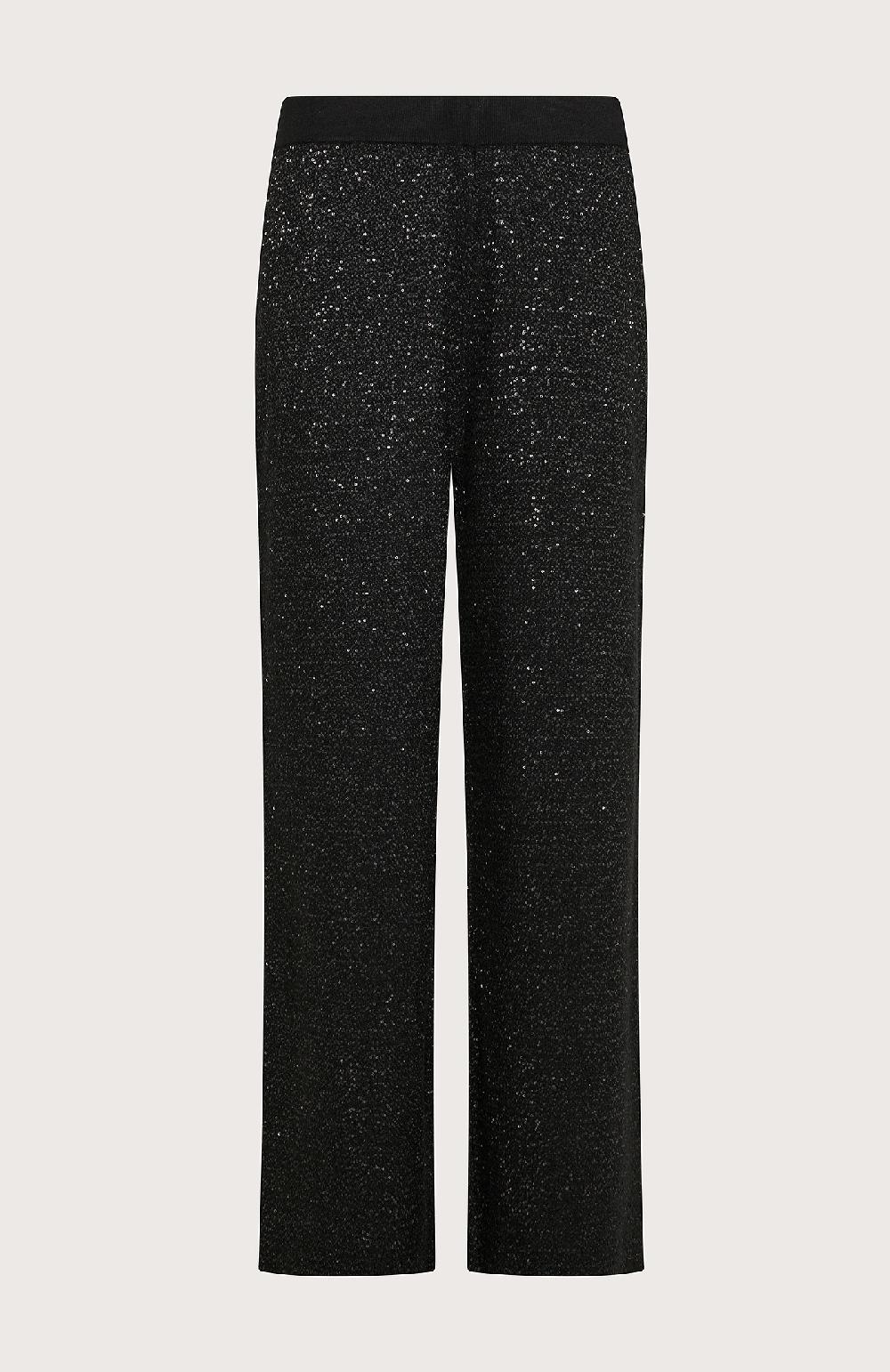 Seventy Pantalone dritto in maglia con paillettes - Col. Nero