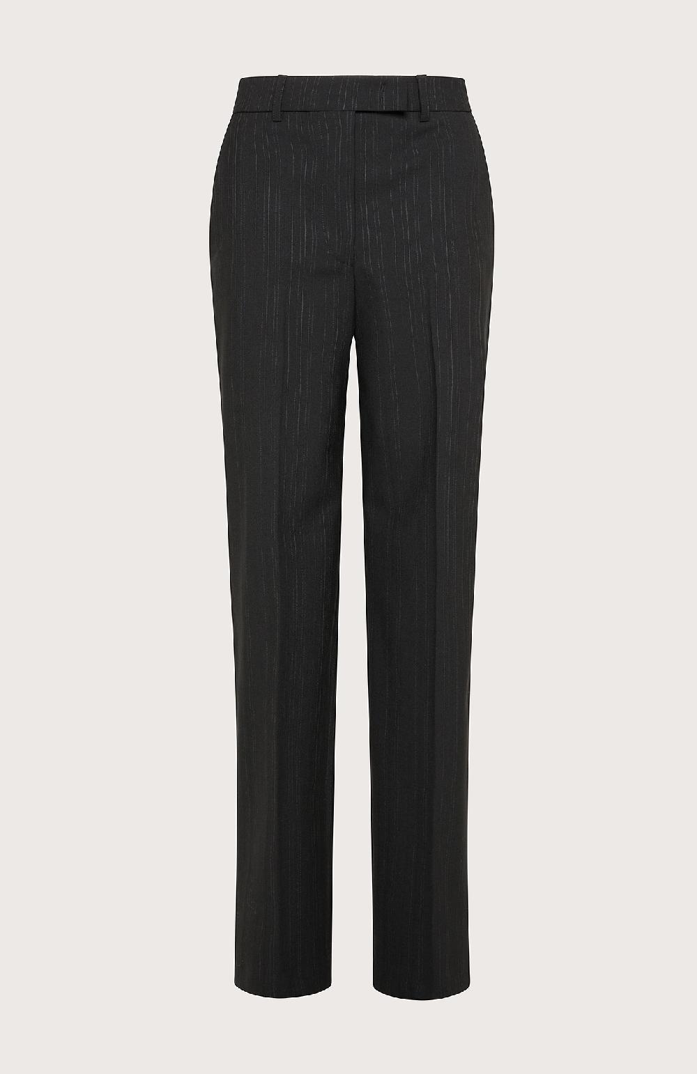 Seventy Pantalone lungo a gamba dritta in misto lana gessato - Col. Nero