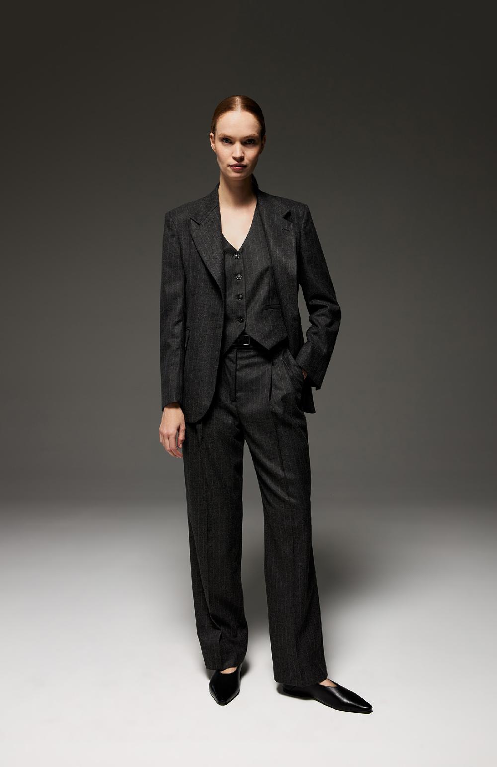 Seventy Pantalone Lungo Dritto Con Pinces In Flanella Gessata - Col. Grigio