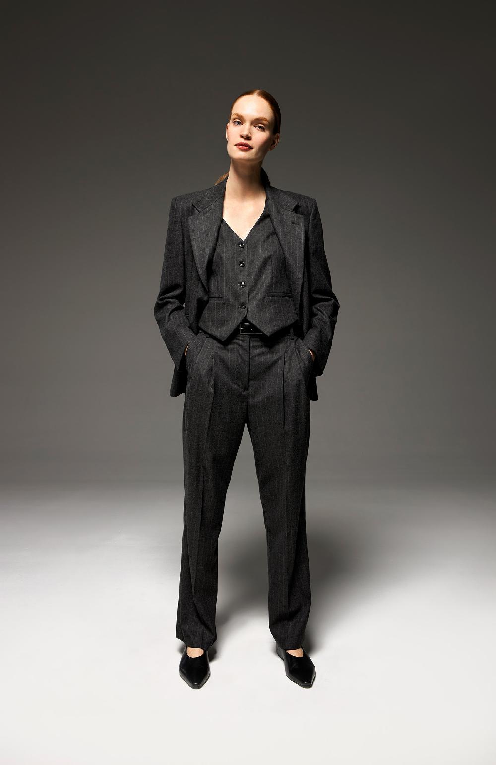 Seventy Pantalone Lungo Dritto Con Pinces In Flanella Gessata - Col. Grigio