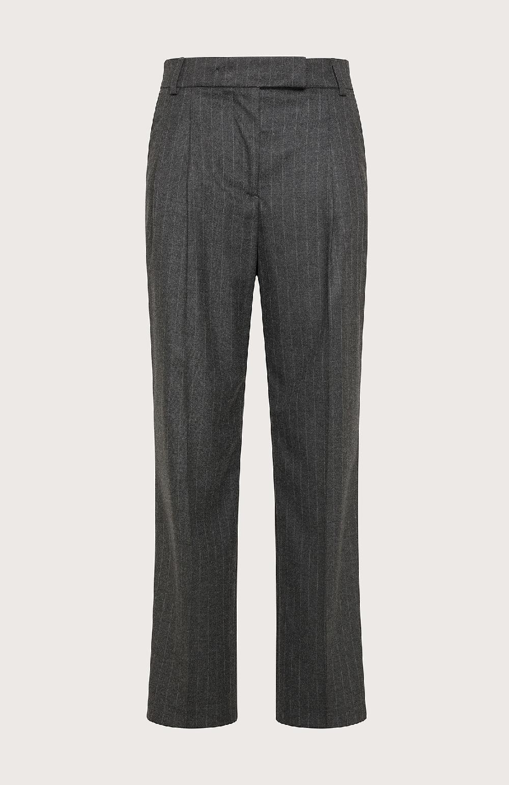 Seventy Pantalone lungo dritto con pinces in flanella gessata - Col. Grigio