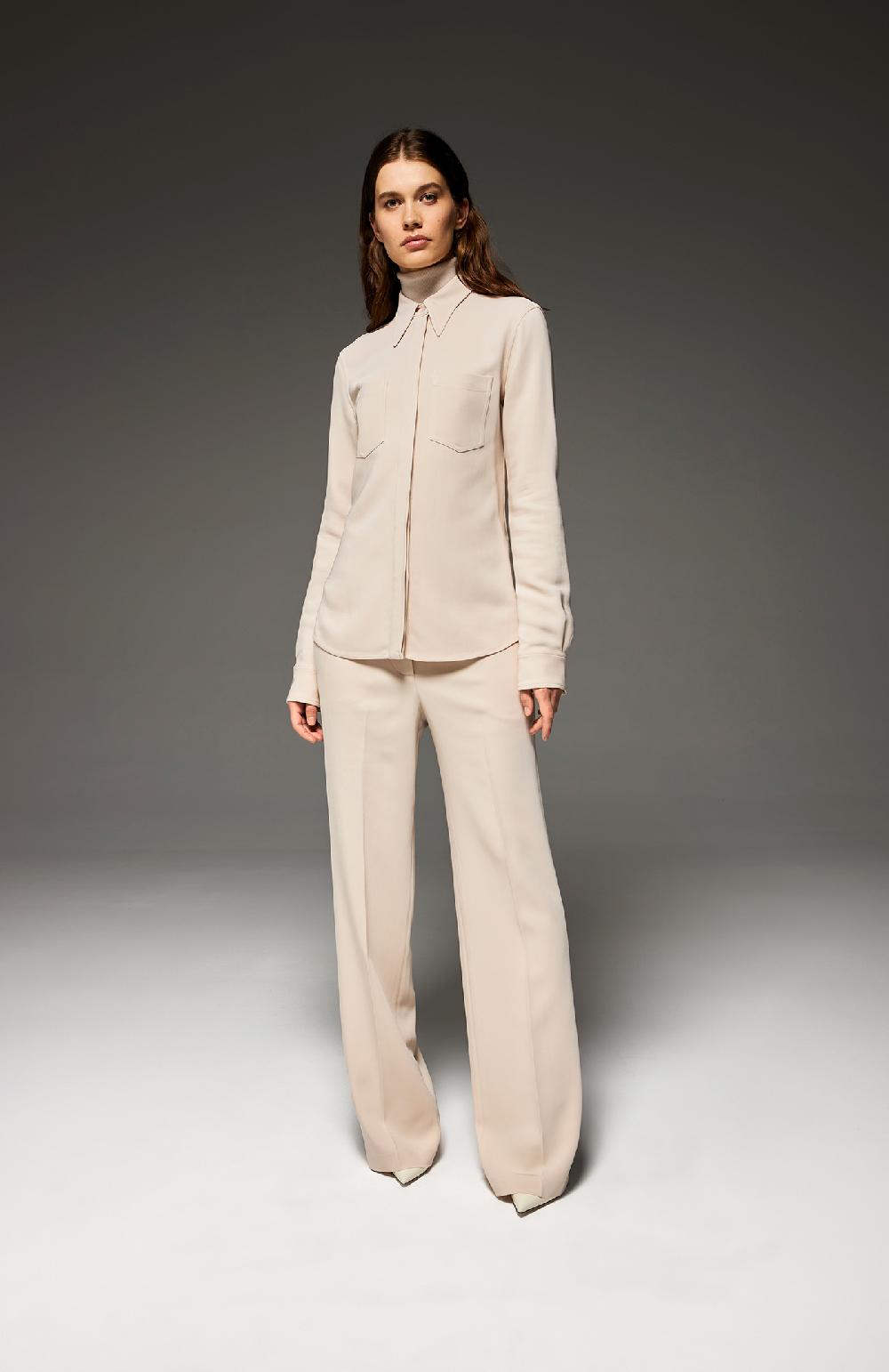 Seventy Pantalone Lungo Relax Fit Elasticato Dietro In Cady Stretch - Col. Neutro