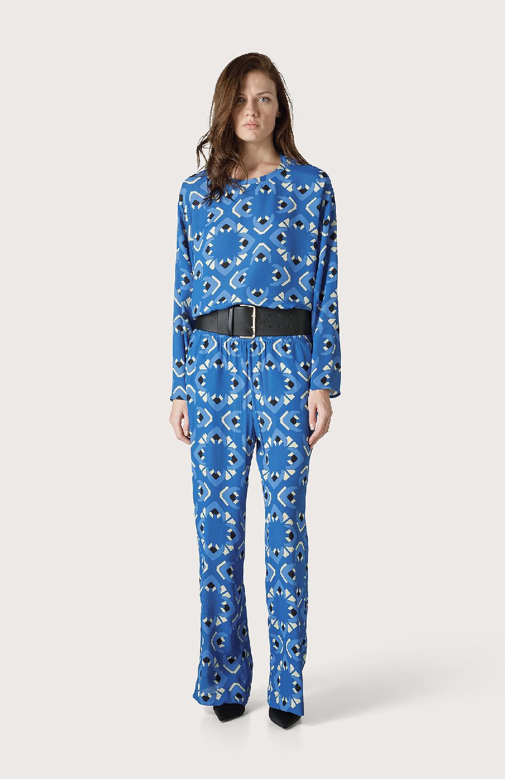 Seventy Pantalone Palazzo Con Stampa Caleidoscopio - Col. Blu