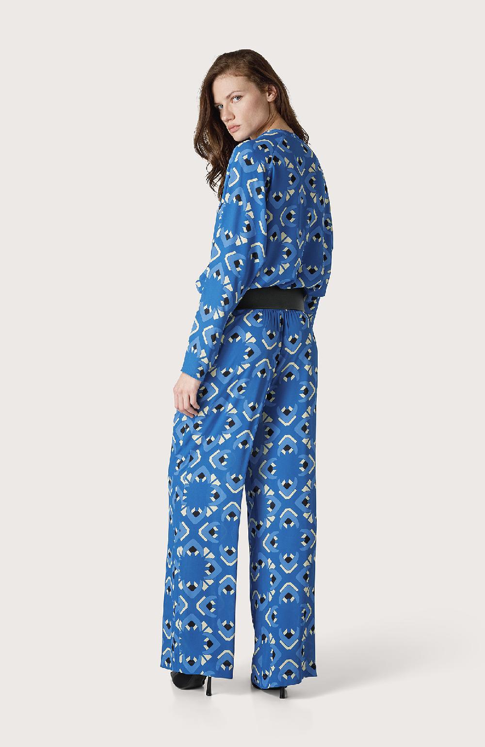 Seventy Pantalone Palazzo Con Stampa Caleidoscopio - Col. Blu