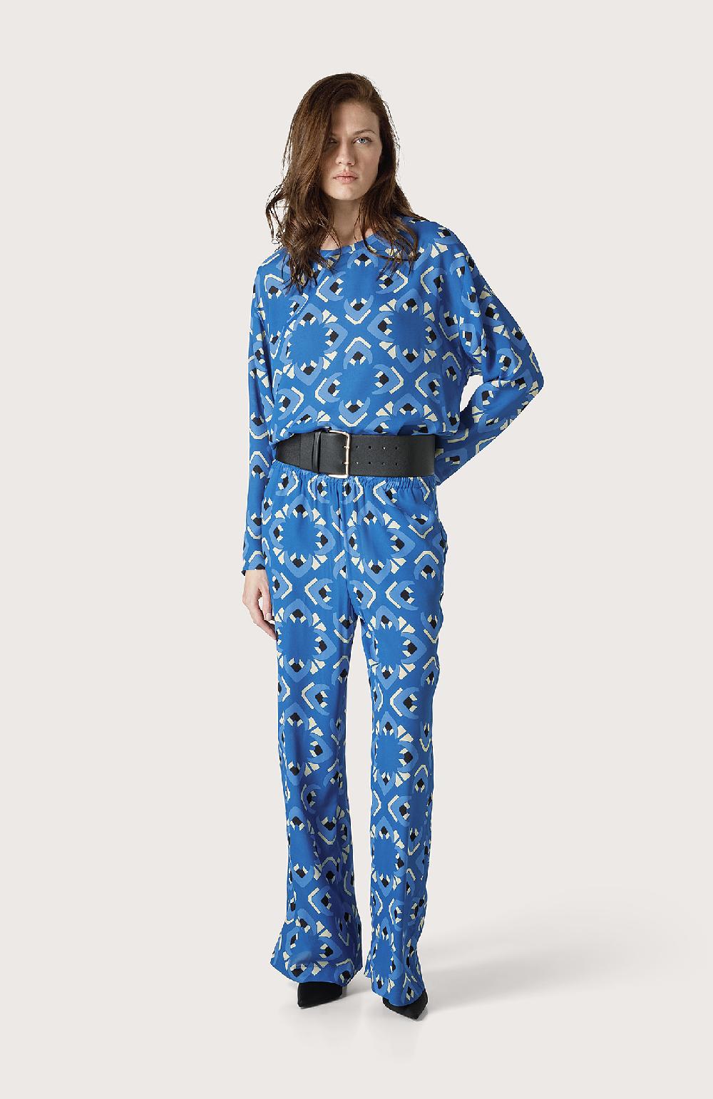 Seventy Pantalone Palazzo Con Stampa Caleidoscopio - Col. Blu