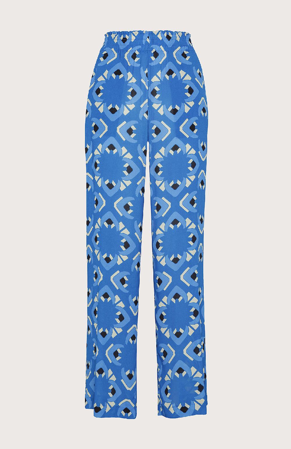 Seventy Pantalone palazzo con stampa caleidoscopio - Col. Blu