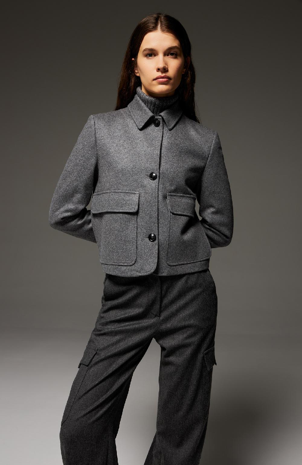 Seventy Pantalone Stile Cargo Lungo In Flanella Cardata Stretch - Col. Grigio