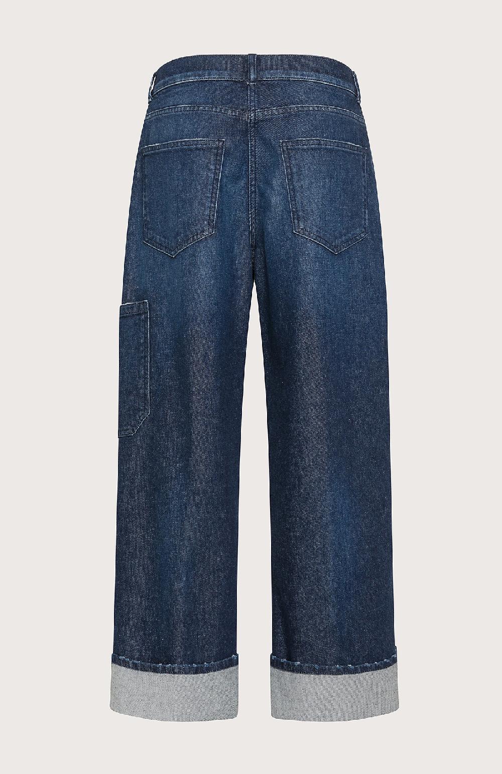 Seventy Pantaloni Alla Caviglia Con Orlo Ripiegato In Denim Washed - Col. Blu