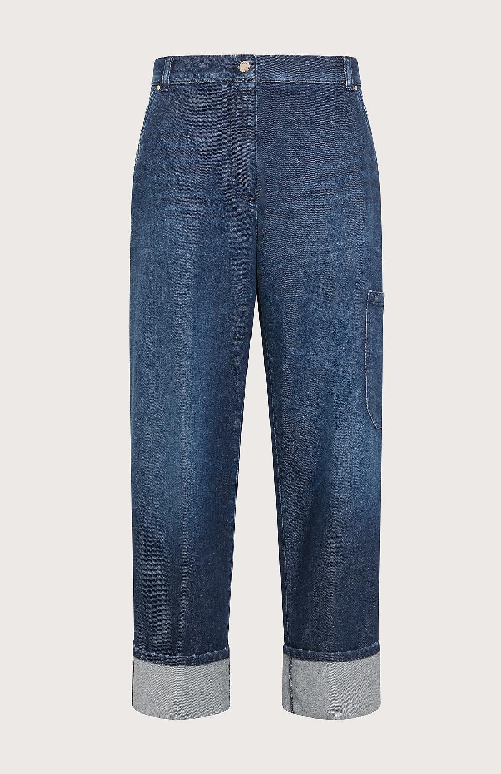 Seventy Pantaloni alla caviglia con orlo ripiegato in denim washed - Col. Blu