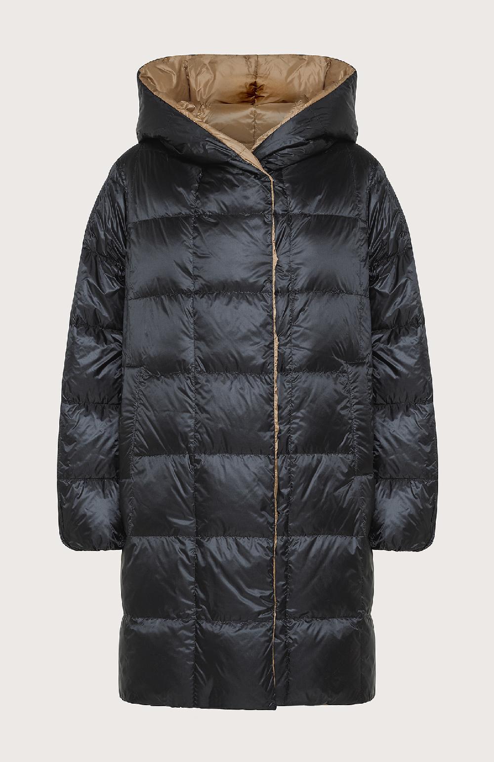 Seventy Piumino lungo reversibile con cappuccio - Col. Nero