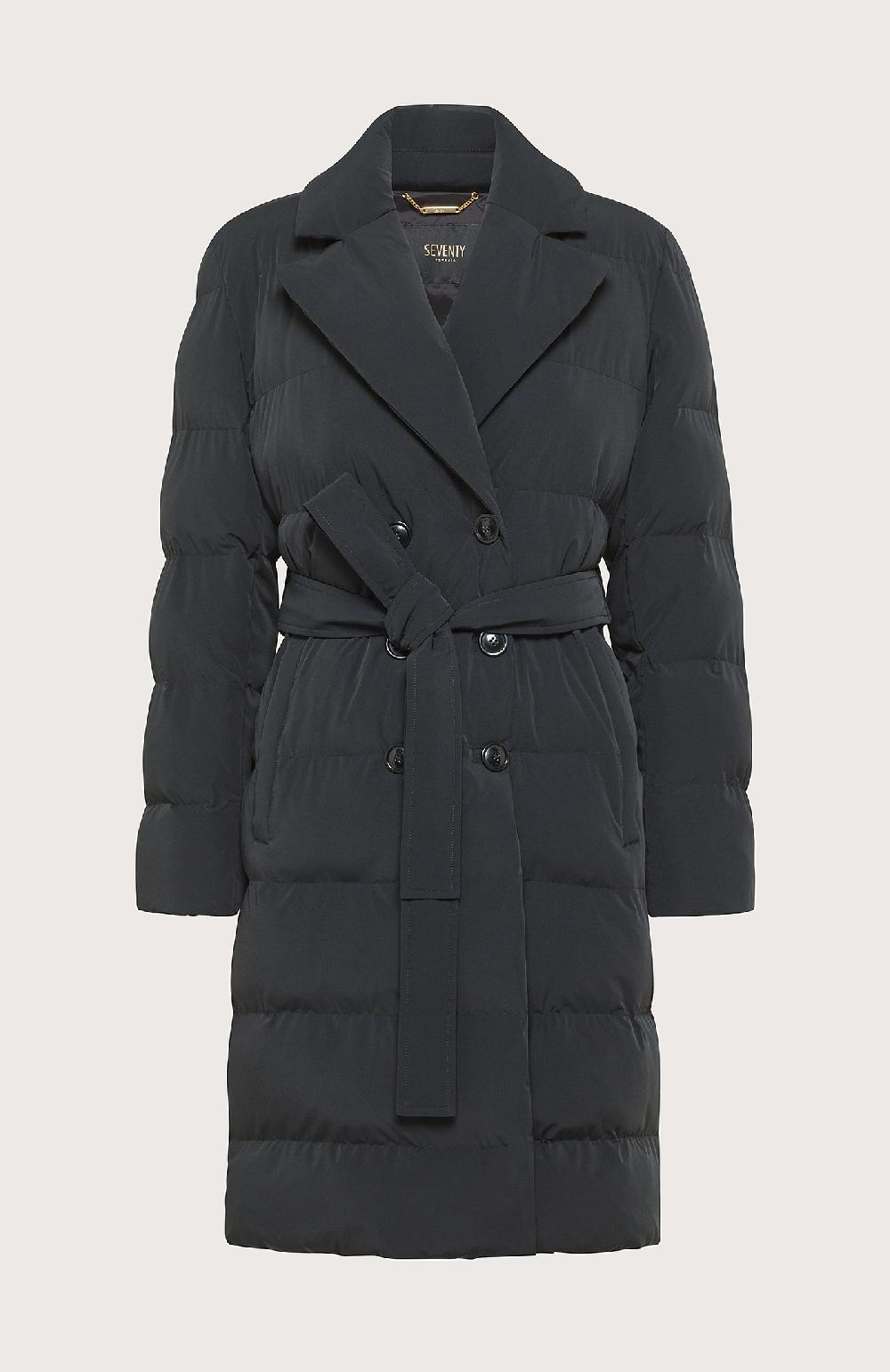 Seventy Piumino midi doppio petto con cintura - Col. Nero