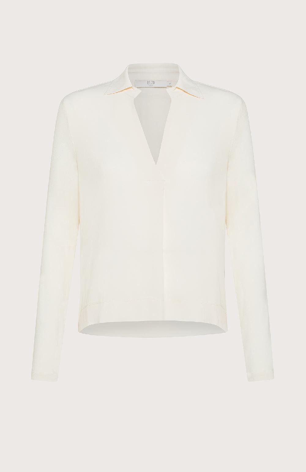 Seventy Polo bimateriale con scollo a V incrociato - Col. Neutro