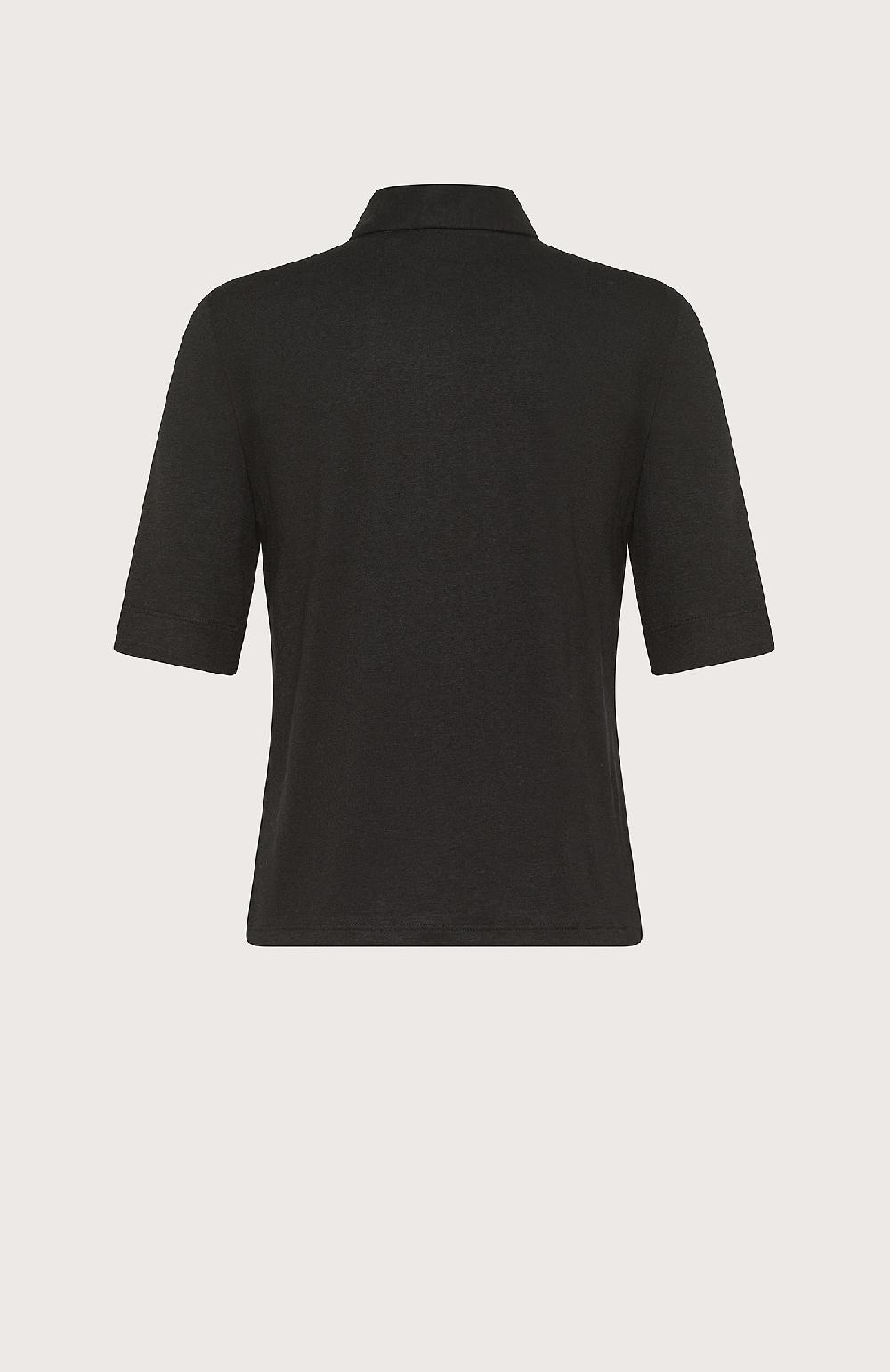 Seventy Polo Con Maniche A Tre Quarti In Jersey Unito Bistretch - Col. Nero