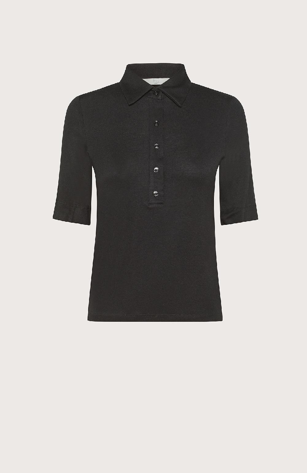 Seventy Polo con maniche a tre quarti in jersey unito bistretch - Col. Nero