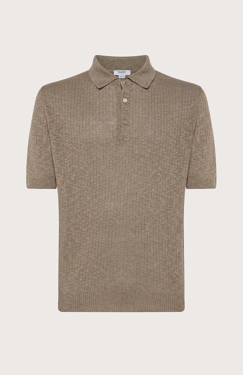 Seventy Polo Fiammata Con Dettagli A Coste - Col. Marrone