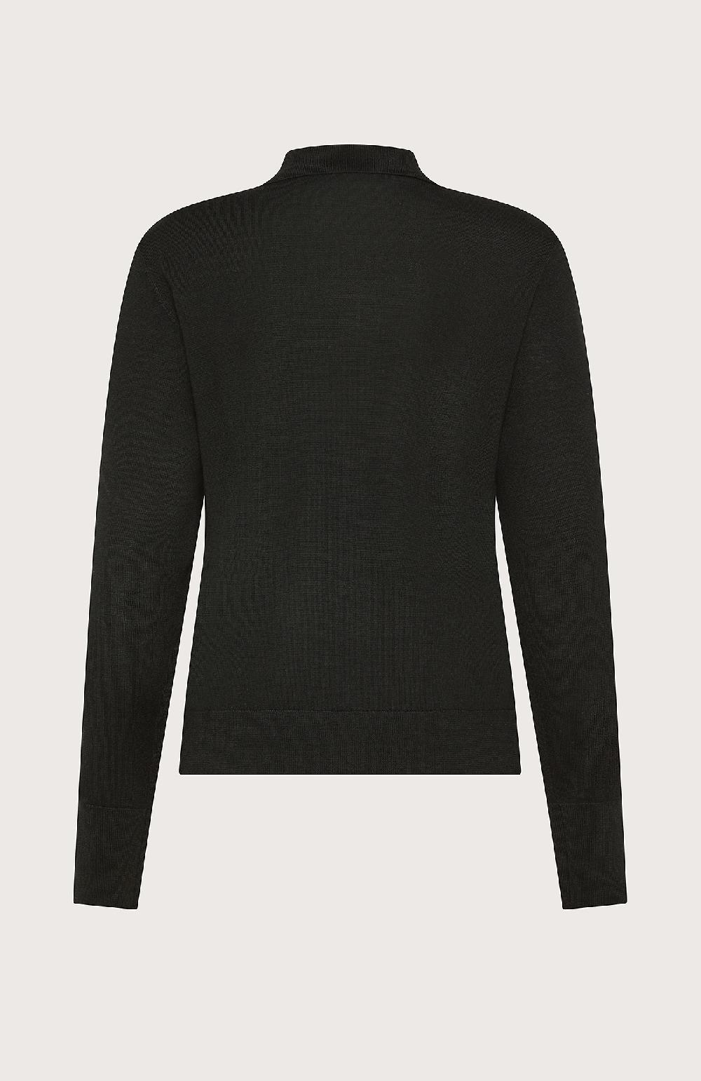 Seventy Polo In Lana Merinos A Manica Lunga - Col. Nero