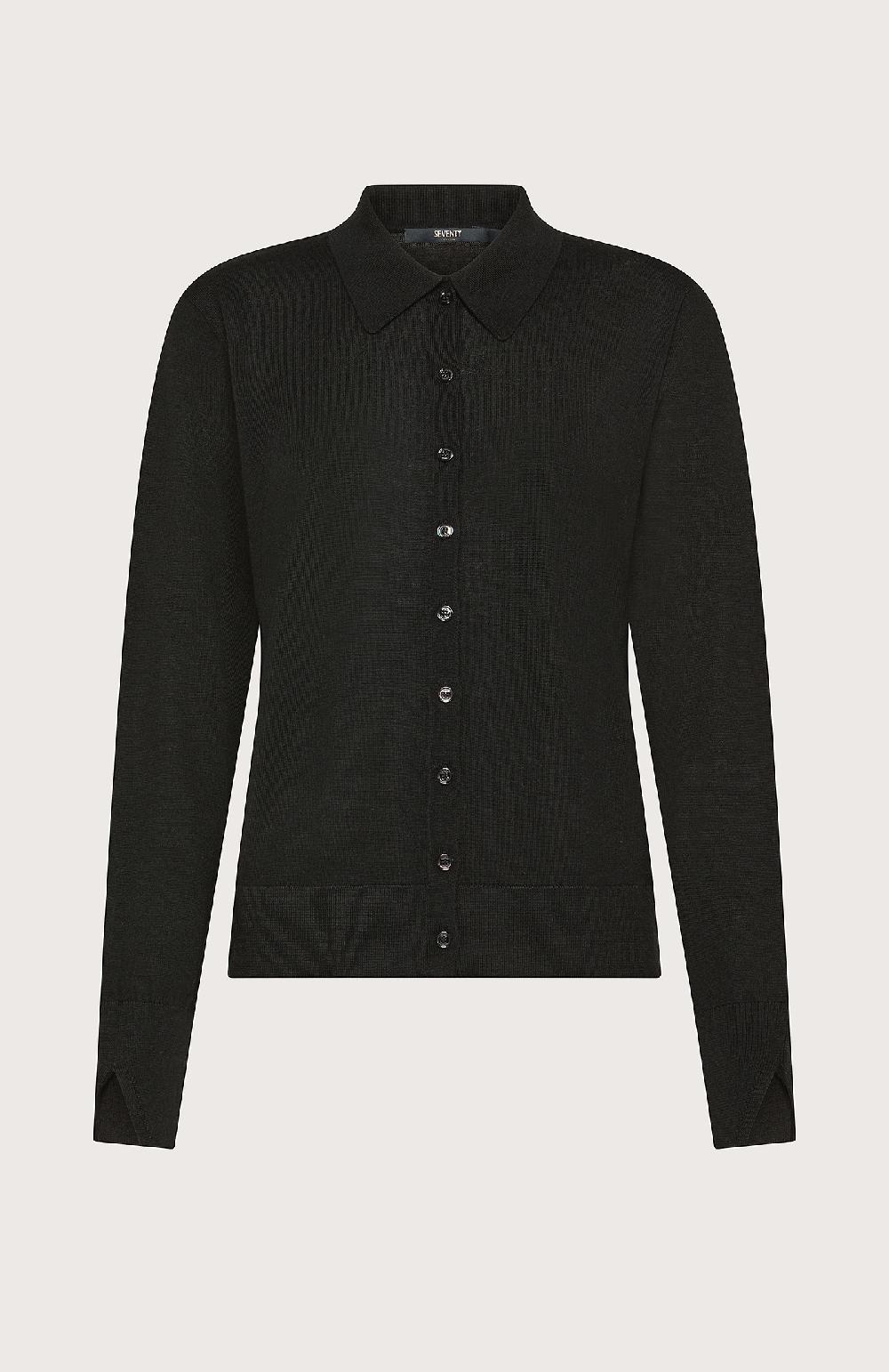 Seventy Polo in lana merinos a manica lunga - Col. Nero