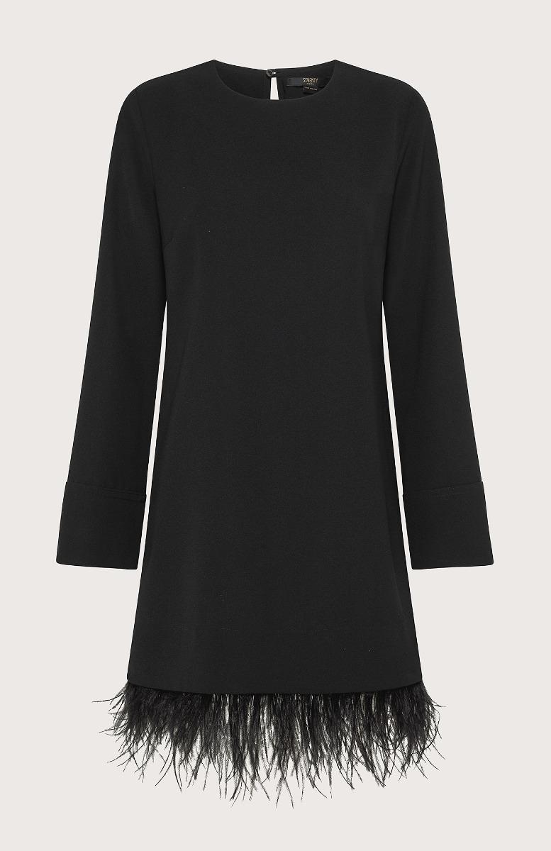 Seventy Abito girocollo con piume - Col. Nero