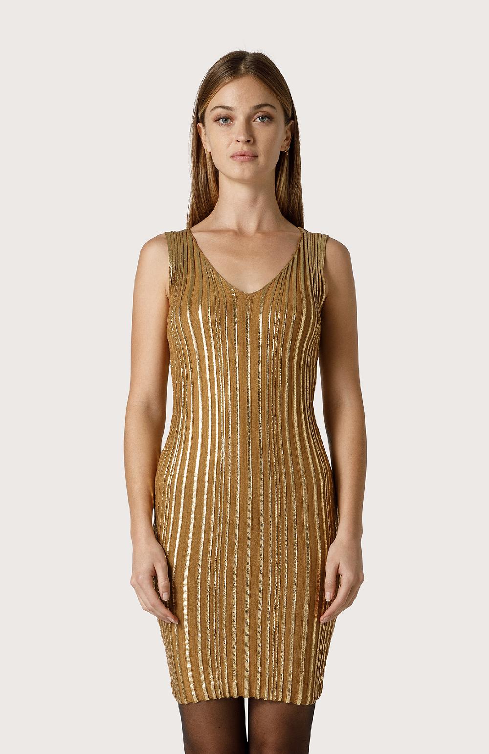 Seventy Abito In Maglia Laminata - Col. Giallo