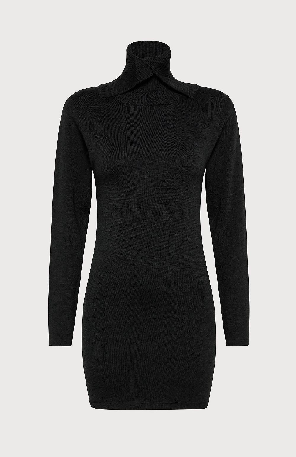 Seventy Abito tricot con collo incrociato - Col. Nero