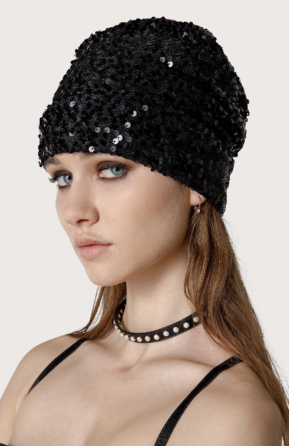 Seventy Beanie In Paillettes - Col. Nero