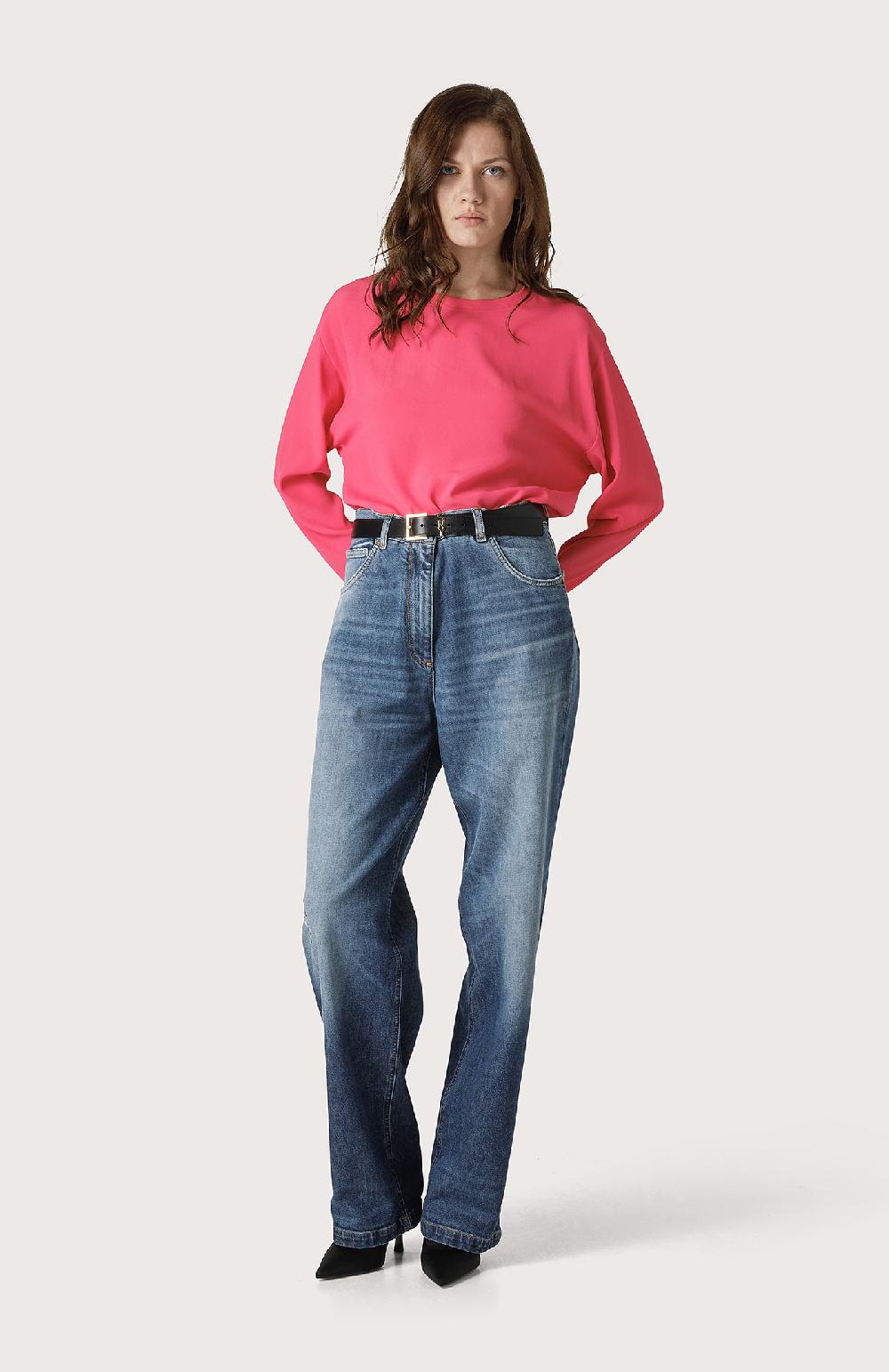 Seventy Blusa Cropped A Girocollo - Col. Rosa