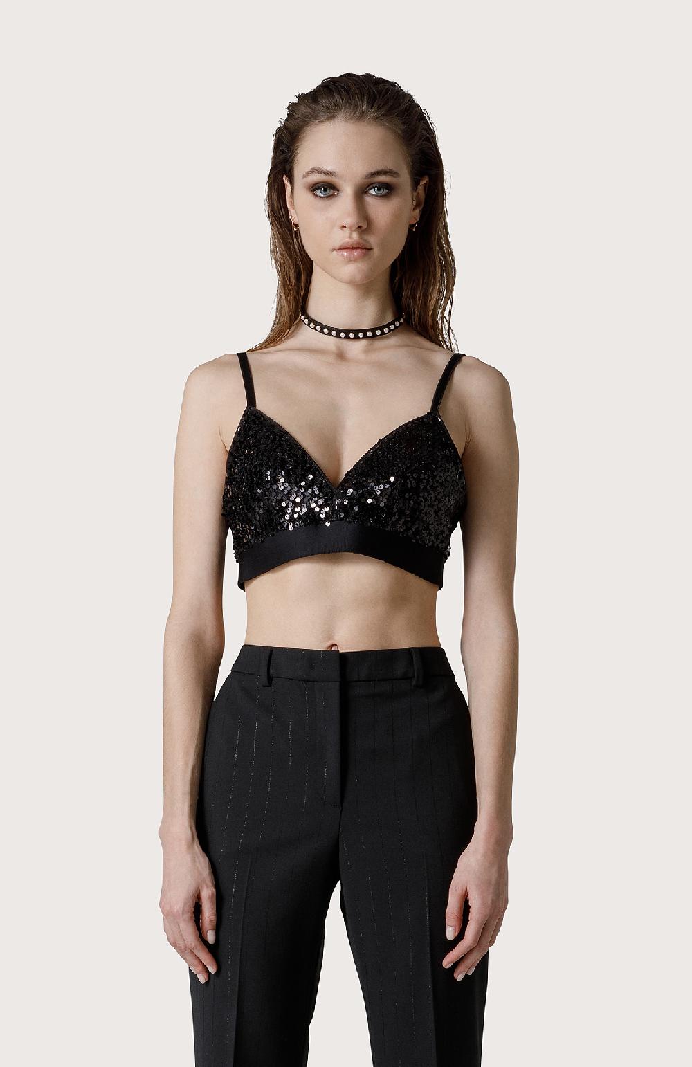 Seventy Bralette Con Paillette - Col. Nero