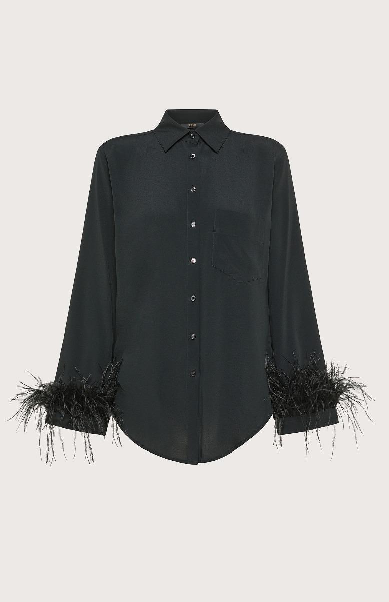 Seventy Camicia con piume - Col. Nero