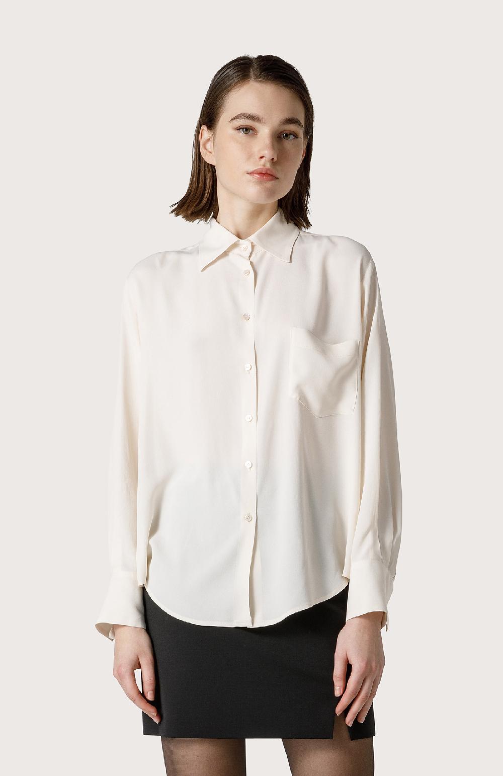 Seventy Camicia In Crêpe Di Misto Seta - Col. Bianco