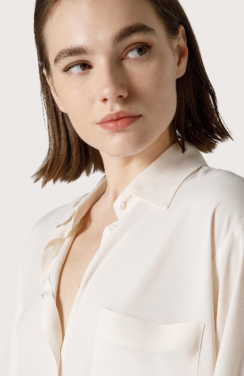 Seventy Camicia In Crêpe Di Misto Seta - Col. Bianco