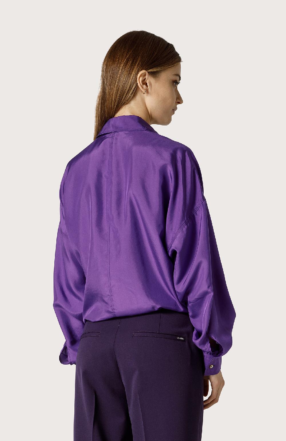 Seventy Camicia In Seta Con Nastro - Col. Viola