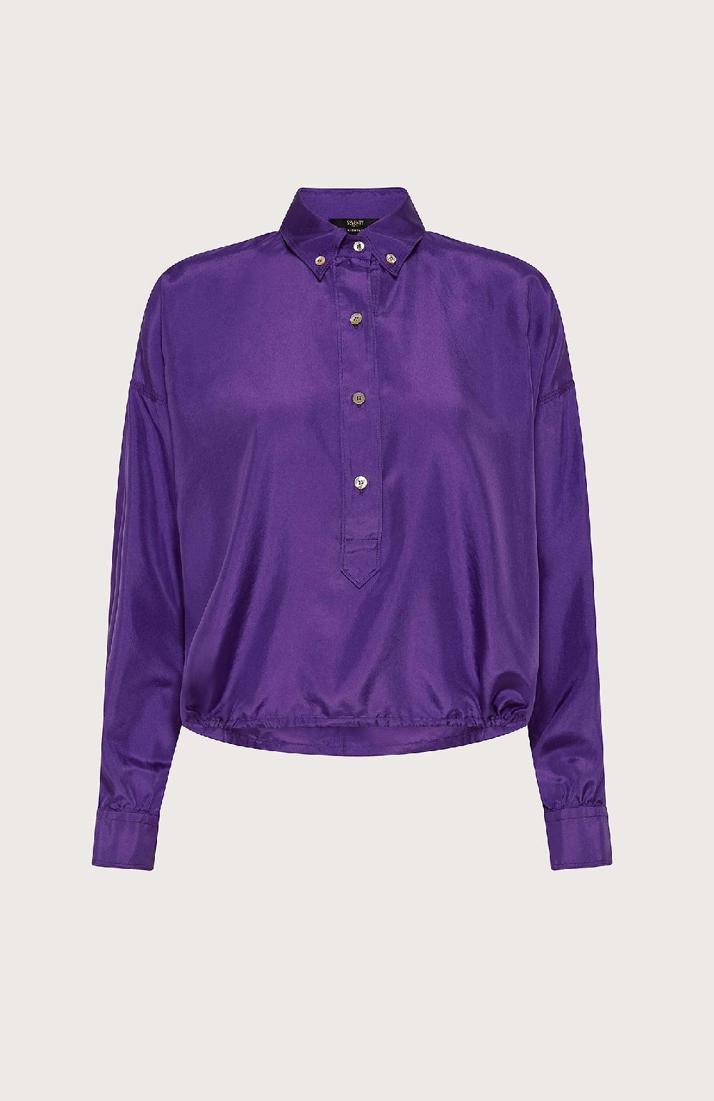 Seventy Camicia in seta con nastro - Col. Viola