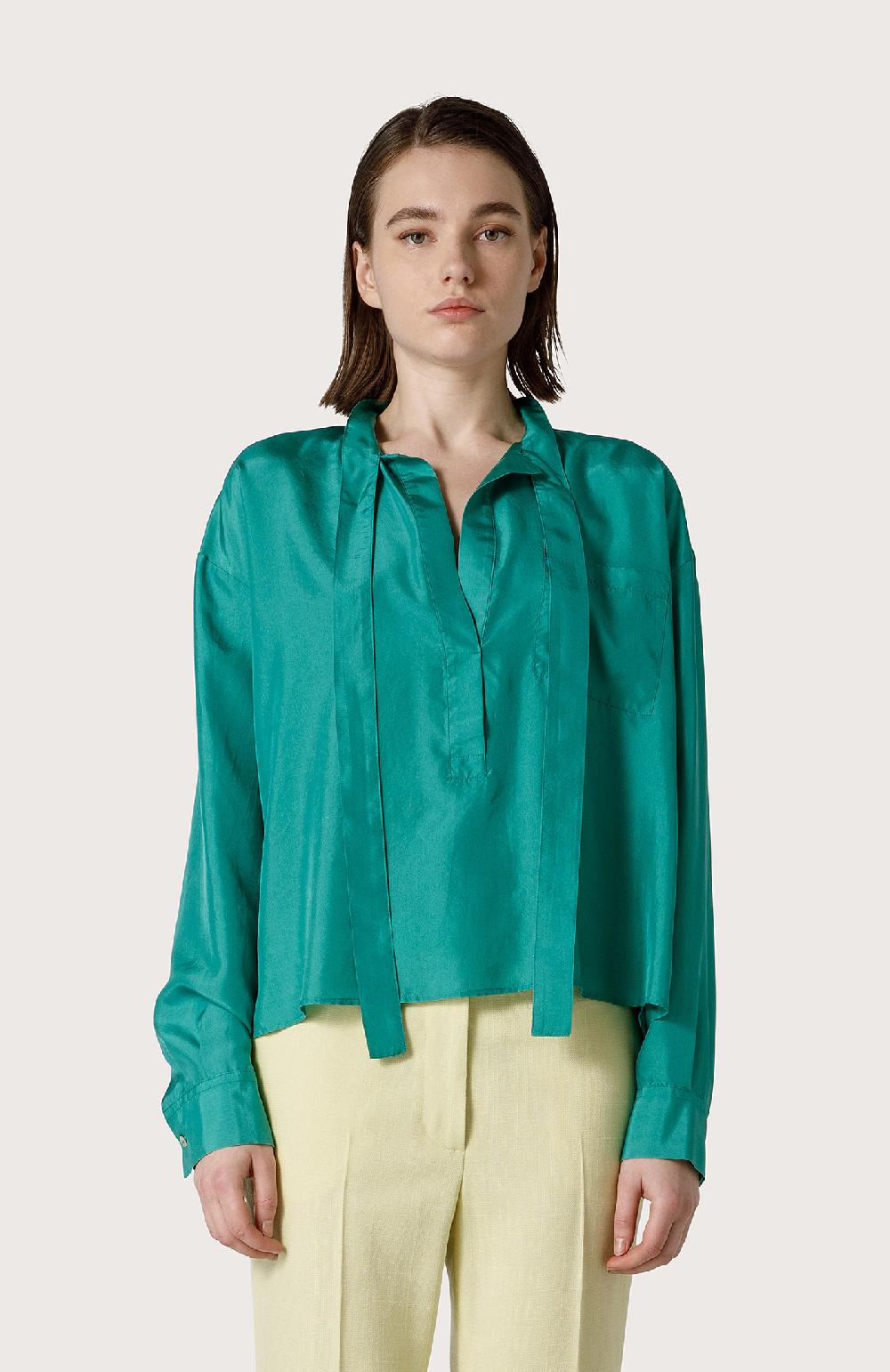 Seventy Camicia In Seta Lavata - Col. Verde