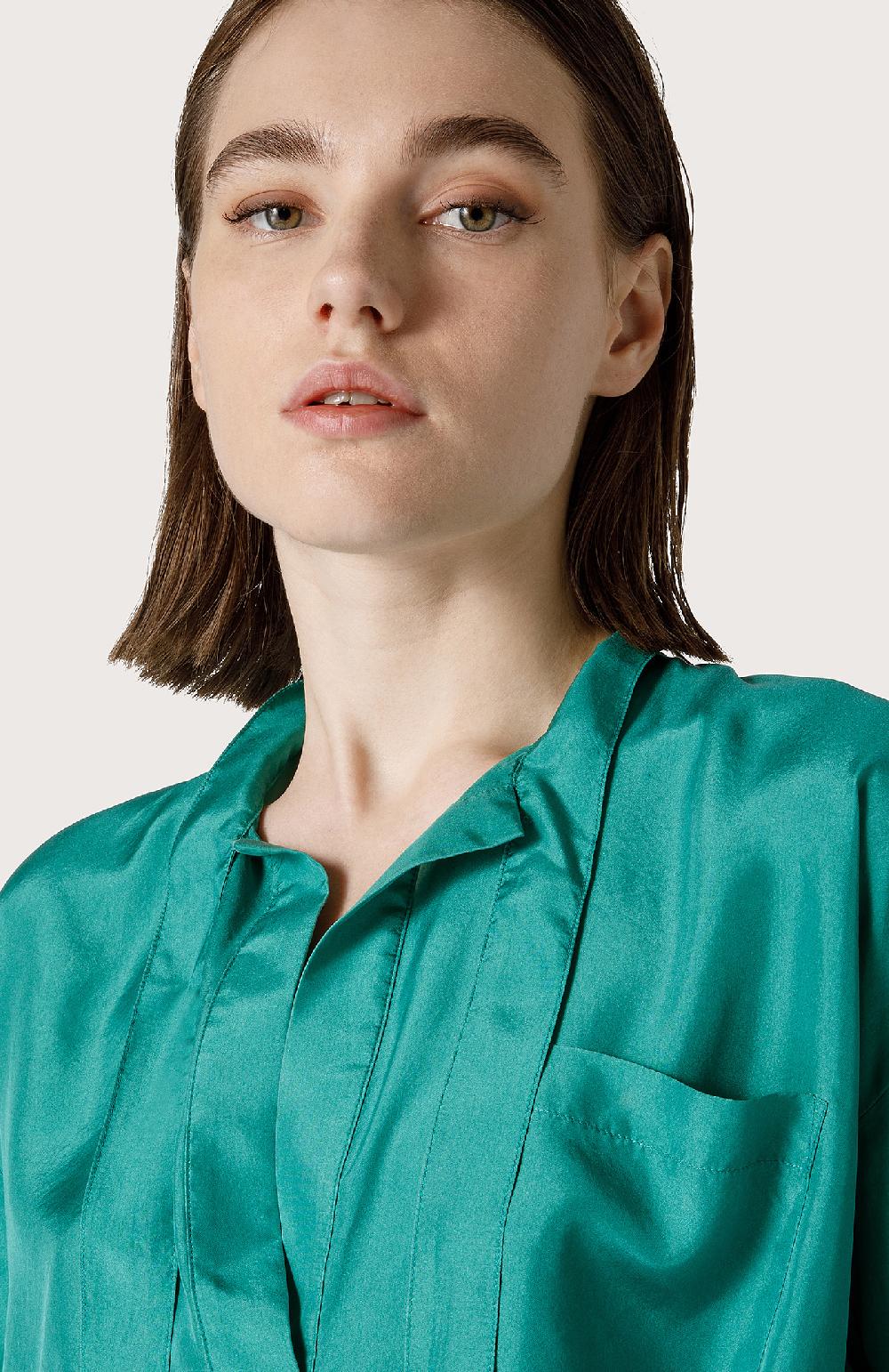 Seventy Camicia In Seta Lavata - Col. Verde