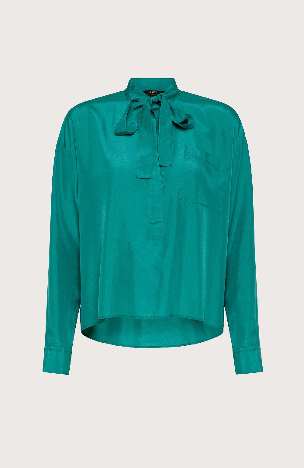 Seventy Camicia in seta lavata - Col. Verde