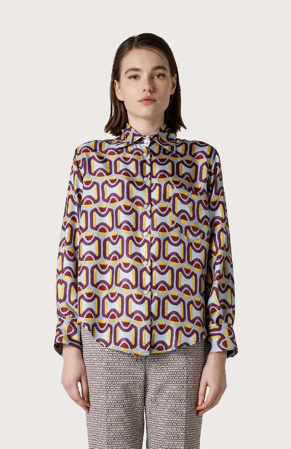 Seventy Camicia In Twill Di Seta - Col. Blu