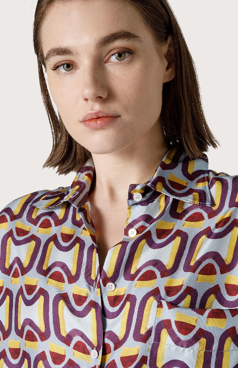 Seventy Camicia In Twill Di Seta - Col. Blu