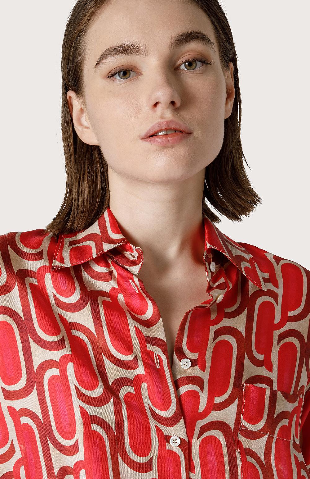 Seventy Camicia In Twill Di Seta - Col. Rosa