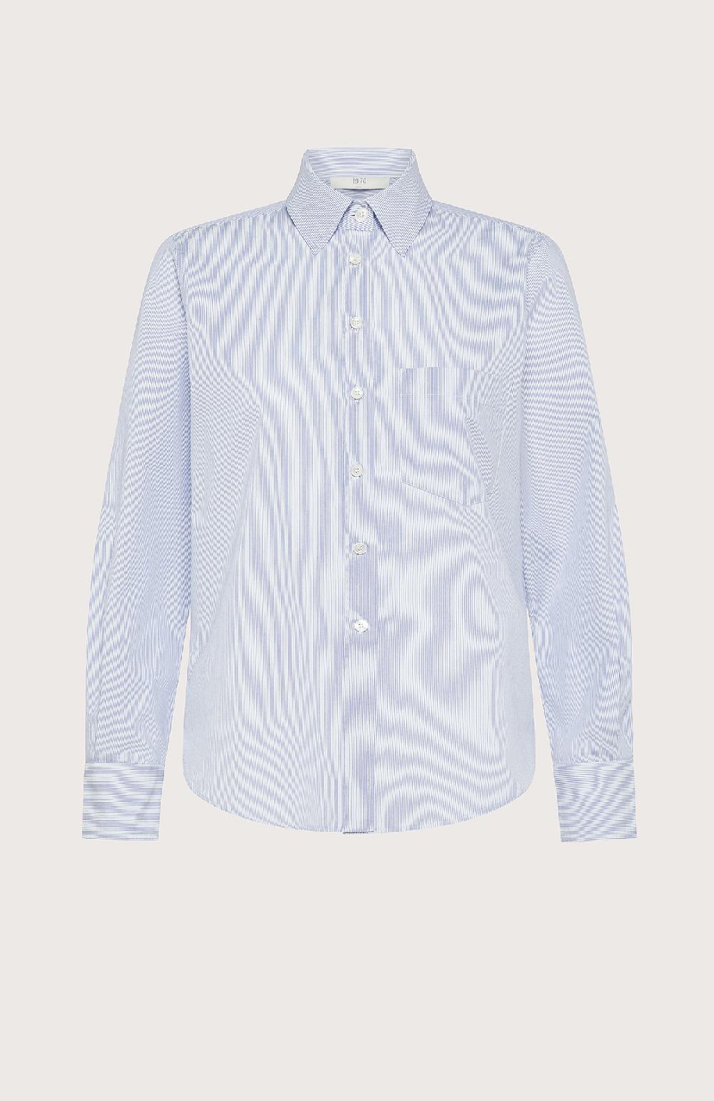 Seventy Camicia taglio corto a righe - Col. Blu